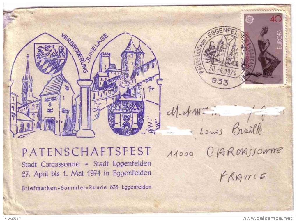 5- Lettre Jumelage Eggenfelden - Carcassonne - Briefe U. Dokumente