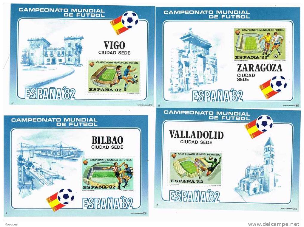 Lupa 1116.  Viñetas14 Hojitas Mundial Futbol España 82. Dieferentes SEDES - Plaatfouten & Curiosa