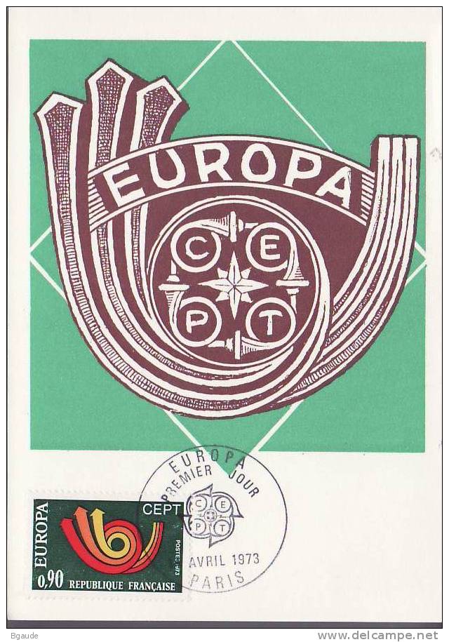 FRANCE  EUROPA CEPT 1973 NUM YVERT 1753 CODE POSTAL - 1973