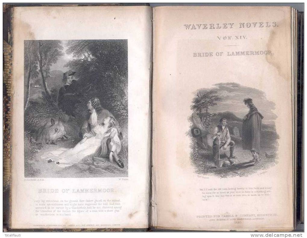 WAVERLEY NOVELS Sir Walter Scott Band XIV Der Originalausgabe Von 1830 Mit Stahlstichen Marmoriertem Einband Halbleder - 1800-1849