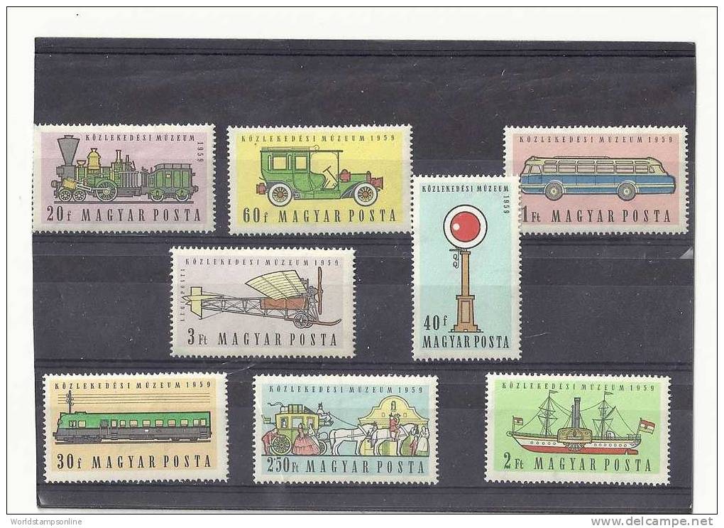 Hungary, Serie 8, Year 1959, SG 1564-1571, Transport Museum Info, MNH/PF - Ungebraucht