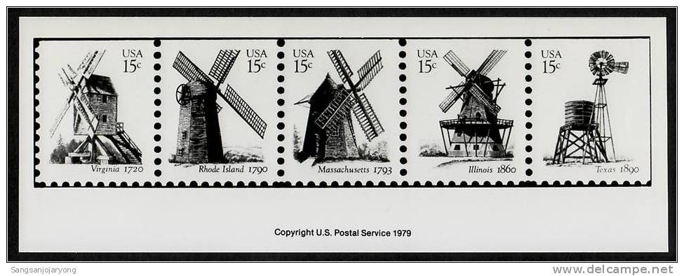 Photo Essay, USA Sc1742b Windmill, Essai - Moulins