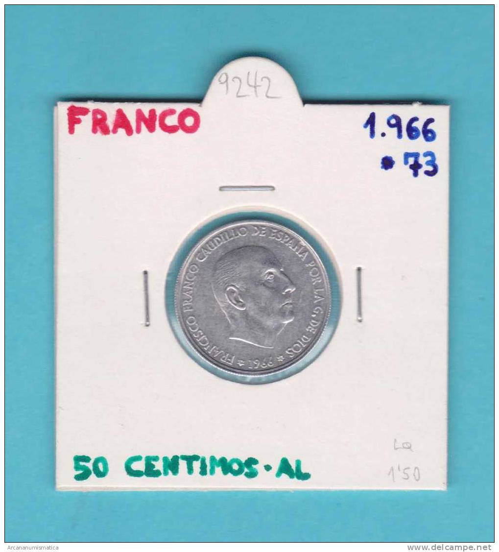 ESPAÑA / FRANCO   50  CENTIMOS  1.966  #73  ALUMINIO  KM#795  SC/UNC    DL-9242 - 50 Centimos