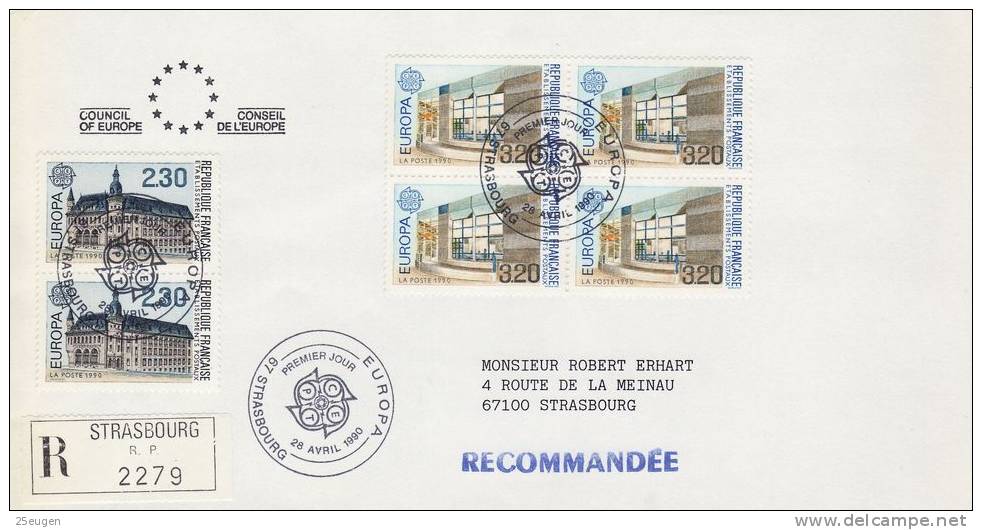 FRANCE 1990 EUROPA CEPT SPECIAL FDC R-COVER - 1990