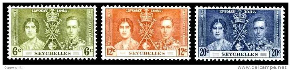 (001) Seychelles  1937 Coronation / Krönung / Coronnement   ** / Mnh  Michel 118-20 - Seychellen (1976-...)