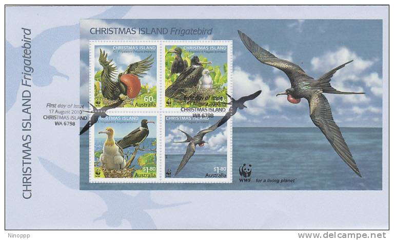 Christmas Island 2010 Frigatebird Souvenir Sheet FDC - Christmas Island