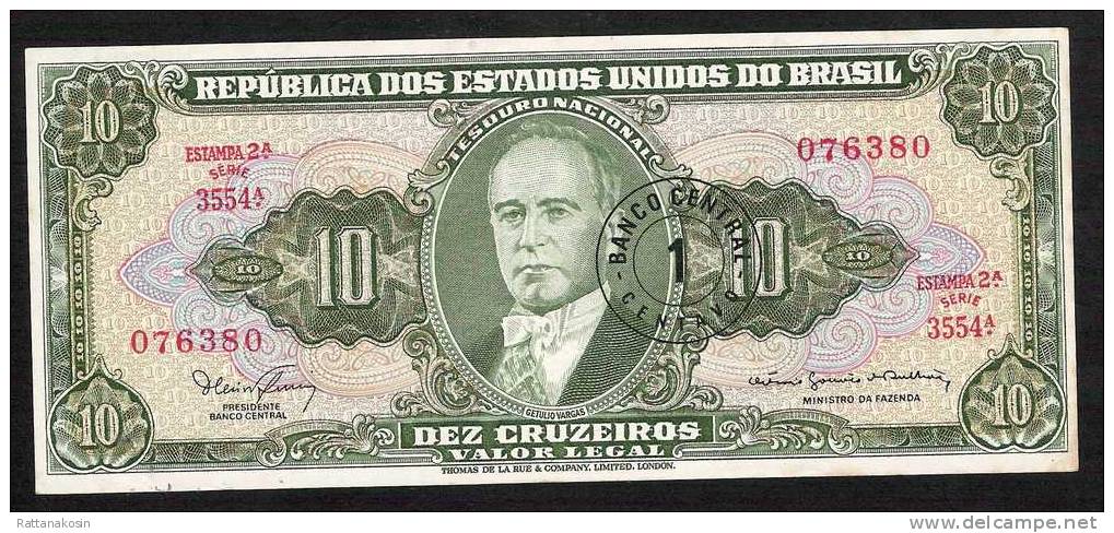 BRAZIL P183b 1 CENTAVOS /10 CRUZEIROS Sign. 15    1967   AUNC. - Brésil