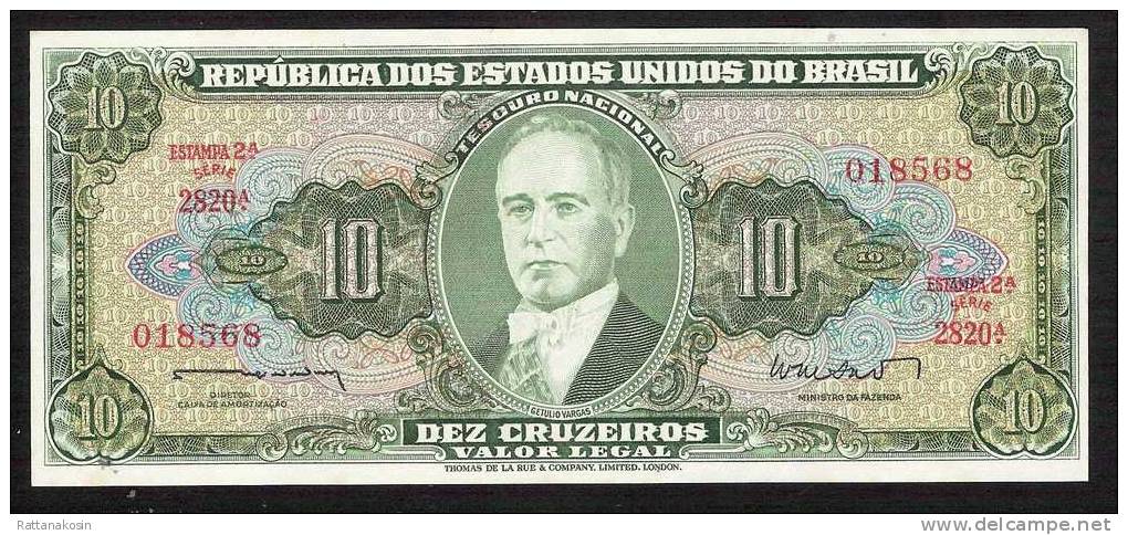 BRESIL  P177a  10 CRUZEIROS Sign. 10 1962  UNC. - Brésil