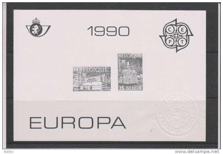 Europa CEPT - Année 1990 *° - MNH - Belgique - Batiments - Feuillet Officiel De La Poste - Impression Noire - 1990