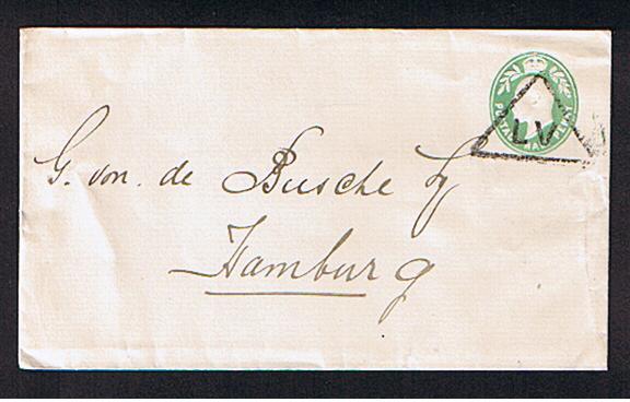 RB 582 -  GB - KEVII 1/2d Postal Stationery Envelope With Liverpool LV Triangular Postmark To Hamburg Germany - Stamped Stationery, Airletters & Aerogrammes