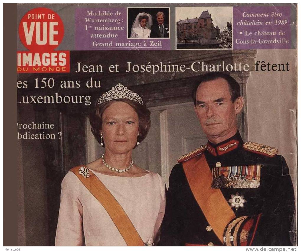 POINT DE VUE IMAGES DU MONDE N° 2126 Du 28 Avril 1989 ( Jean Et Joséphine Du Luxembourg ) - People