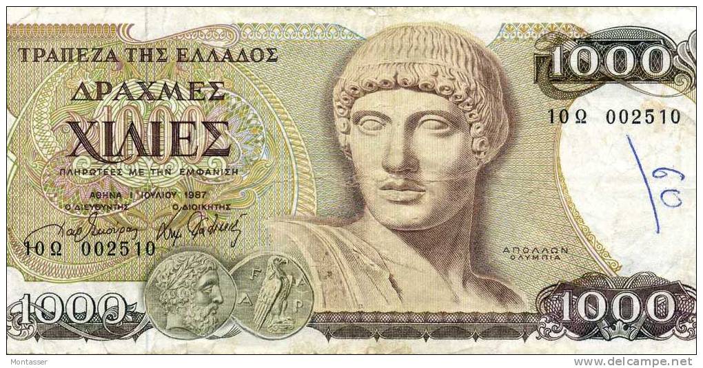 1000 DRACME.  1 Luglio 1987 - Greece