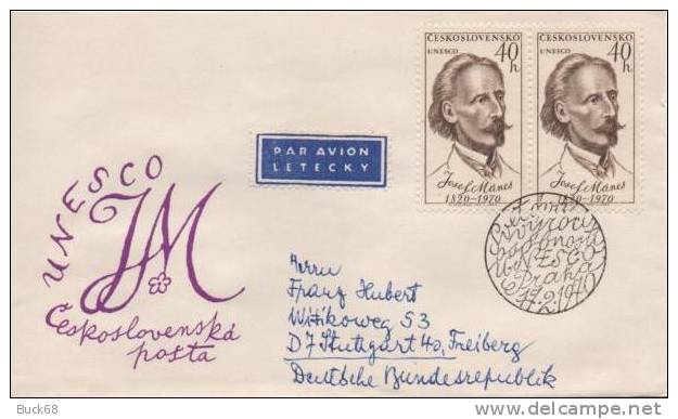 TCHECOSLOVAQUIE 1771 FDC ETB Premier Jour : Josef MANES Peintre Mahler Painter - FDC