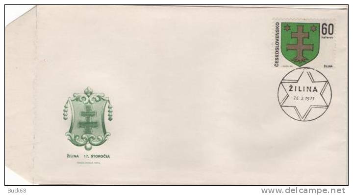 TCHECOSLOVAQUIE 1847 FDC ETB Premier Jour : Armoirie Ecu Blason Wappe ZILINA Etoile Croix - FDC