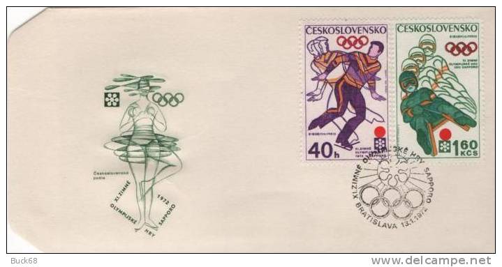 TCHECOSLOVAQUIE 1894/7 FDC ETB Premier Jour : Jeux Olympiques Hiver SAPPORO Patinage Lugae - FDC
