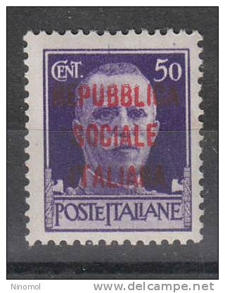 Italia   -   1944.  Rep. Soc. Italiana   50 C.    MNH, Fresco,  Buona Centratura - Neufs