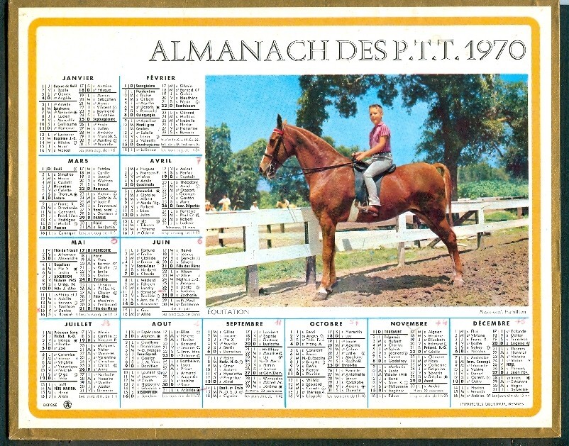 ALMANACH DES P.T.T. 1970, Région Du Nord (59): Lille, Roubaix, Tourcoing, Dunkerque, Chemin De Fer (complet) Equitation - Big : 1961-70