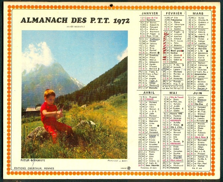 ALMANACH DES P.T.T. 1972 Région Du Nord (1959) : Lille, Tourcoing, Dunkerque, Chemin De Fer (Complet) Bissextile - Groot Formaat: 1971-80