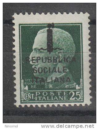 Italia   -   1944.  Rep. Soc. Italiana   25 C.    Integro, Fresco - Ungebraucht