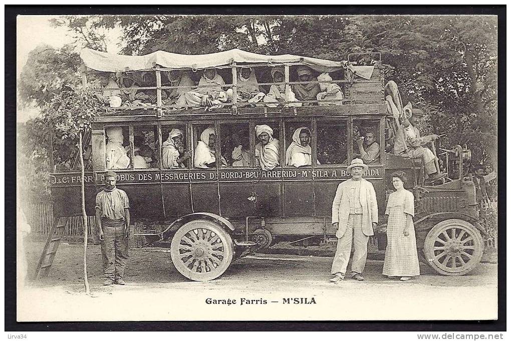 TOP-CPA  ANCIENNE- FRANCE- ALGERIE- M'SILA- GARAGE FARRIS-MAGNIFIQUE AUTOBUS AUTOMOBILE A ETAGE EN TRES GROS PLAN- - Autres & Non Classés