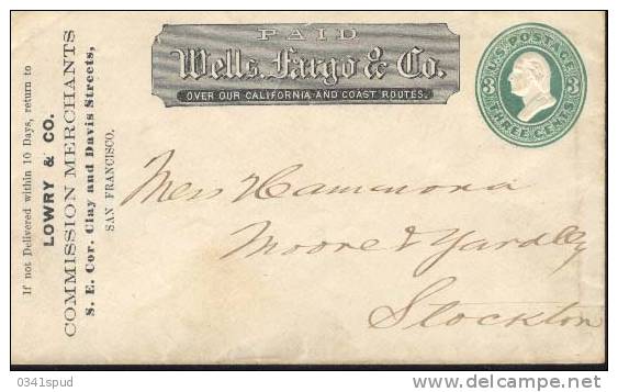 Around  1860 -1870 USA  Wells Fargo Entier Postal Postal Stationery  Diligence Postale  Mail Coach  Railway - Stage-Coaches
