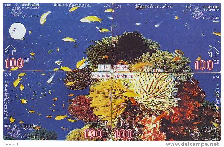 4 Telecartes En Puzzle THAILAND (5) THAILANDE CORALS 15.11.2540 FISH POISSON VIS - Puzzle