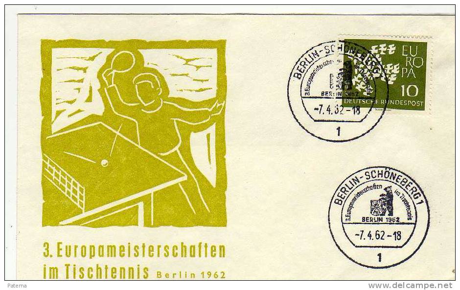 Sobre BERLIN 1962, Tischtennis, Tenis Mesa, - Covers & Documents