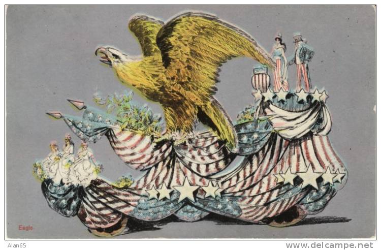 Priests Of Pallas 1910 Celebration, Kansas City MO, Patriotic, Eagle, Uncle Sam, Float, On 1910 Vintage Postcard - Autres & Non Classés