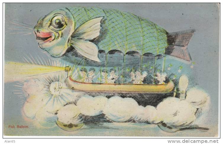 Priests Of Pallas 1910 Parade Celebration, Kansas City MO, Fish Ballon Float, On 1910 Vintage Postcard - Other & Unclassified