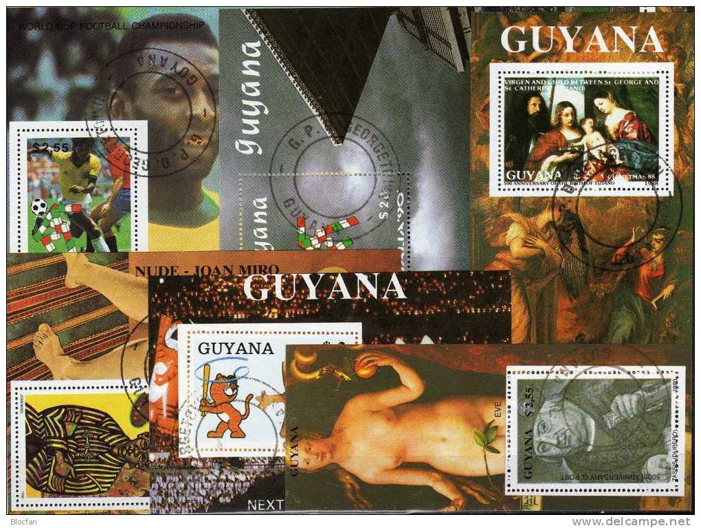 Motive GUYANA 12 Block Plus Kleinbogen O 219€ Loks Gemälde Pfadfinder Fußball Olympia Christmas Skilauf Sheetlet Bf Bloc - Paintings