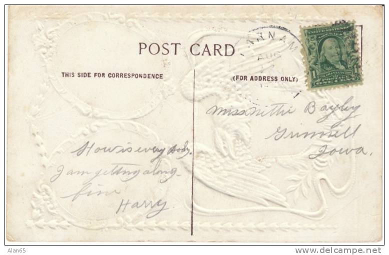 Taft-Sherman Presidential Election Of 1908, James Sherman Vice President, On C1908 Vintage Embossed Postcard - Partiti Politici & Elezioni