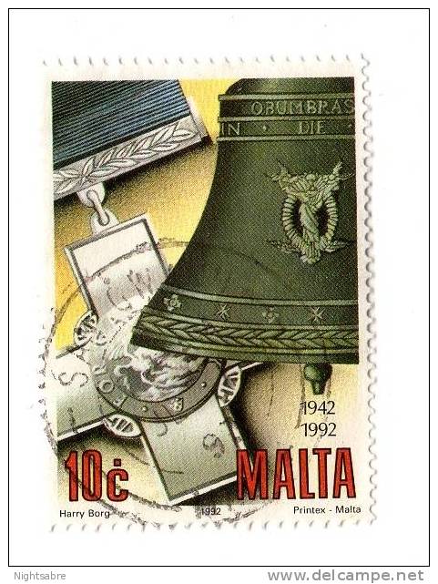 Malta - 1992 - George Cross & Bell SG 922- Used Stamp (2933) - Malte