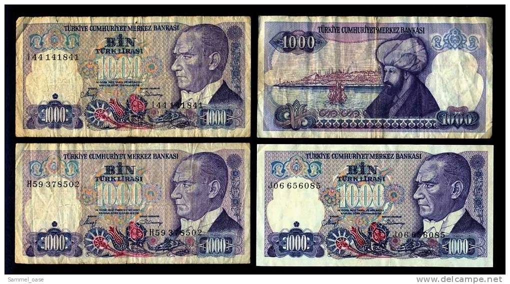 4 Alte Banknoten  Türkei Türkiye  1000  Lira  Lirasi   Von 1970 - Türkei