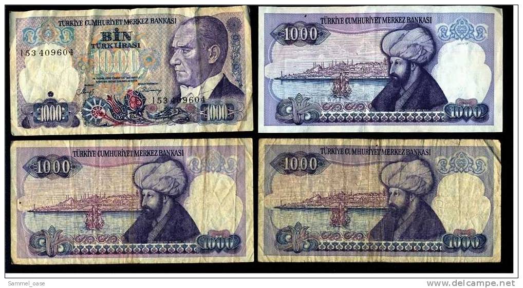 4 Alte Banknoten  Türkei Türkiye  1000  Lira  Lirasi   Von 1970 - Türkei