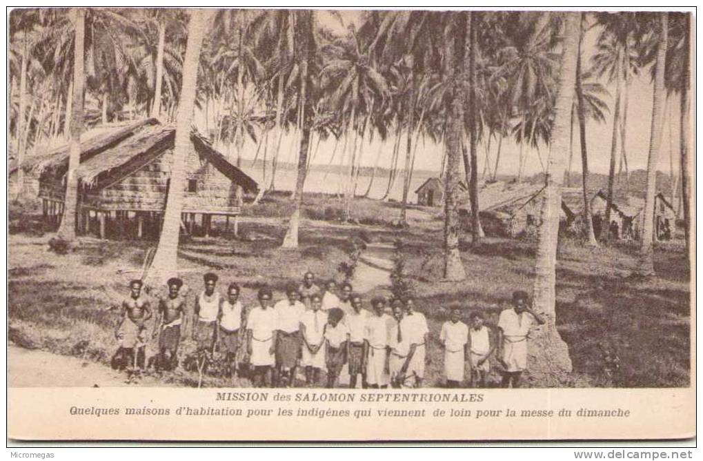 Mission Des Salomon Septentrionales- Quelques Maisons D'habitation Pour Les Indigènes Qui Viennent De Loin Pour La Messe - Solomon Islands