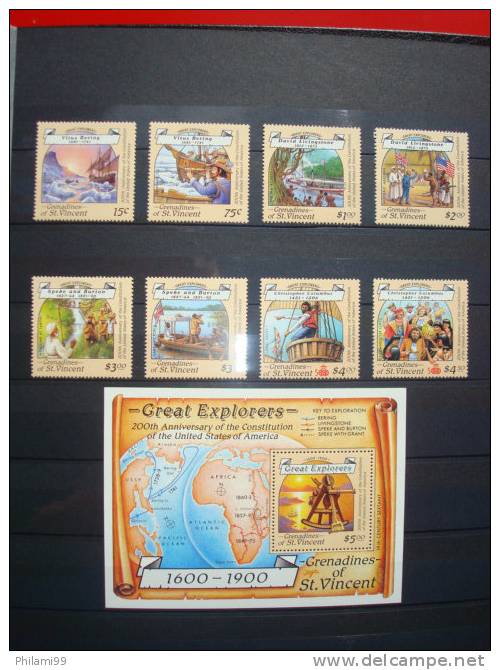 GRENADINES OF SAINT VINCENT / EXPLORATORS / Nr 546-553 + BF 23 / MNH * * - St.Vincent Und Die Grenadinen