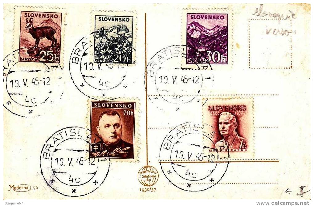 BRATISLAVA RUE ANIME NOMBREUX TIMBRES AU VERSO 1945 - Slovakia