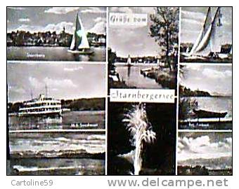 GERMANY ALLEMAGNE Starnbergersee Starnberg NAVE SHIP FARRY M S SEESHAUPT  MOTONAUTICA  REGATA  VELA FUOCHI V1965 CQ12631 - Starnberg