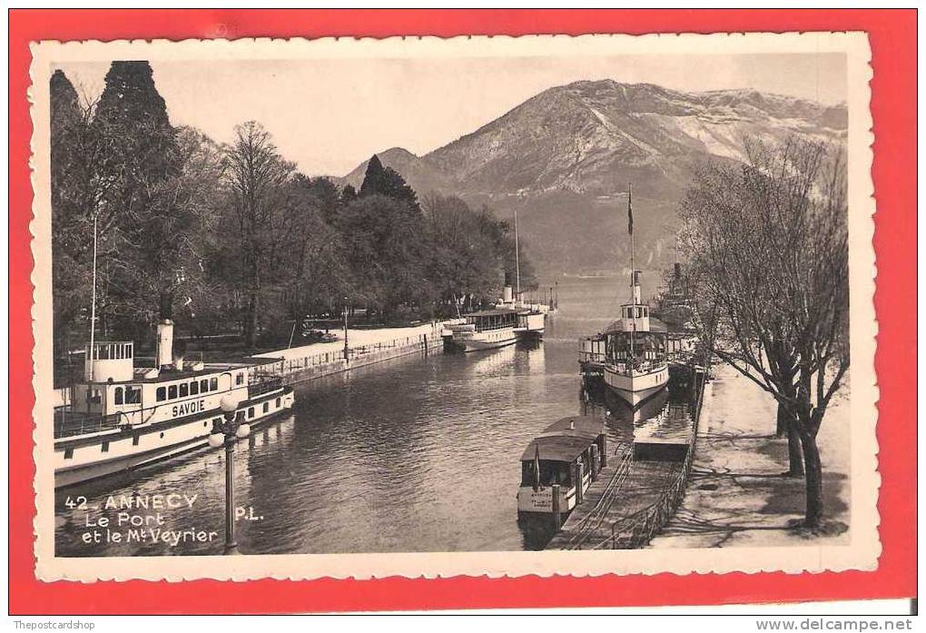 FRANCE ANNECY LE Port & LE MT VEYRIER PADDLESTEAMER BOAT SHIP No42 MORE  Annecy & France LISTED - Annecy