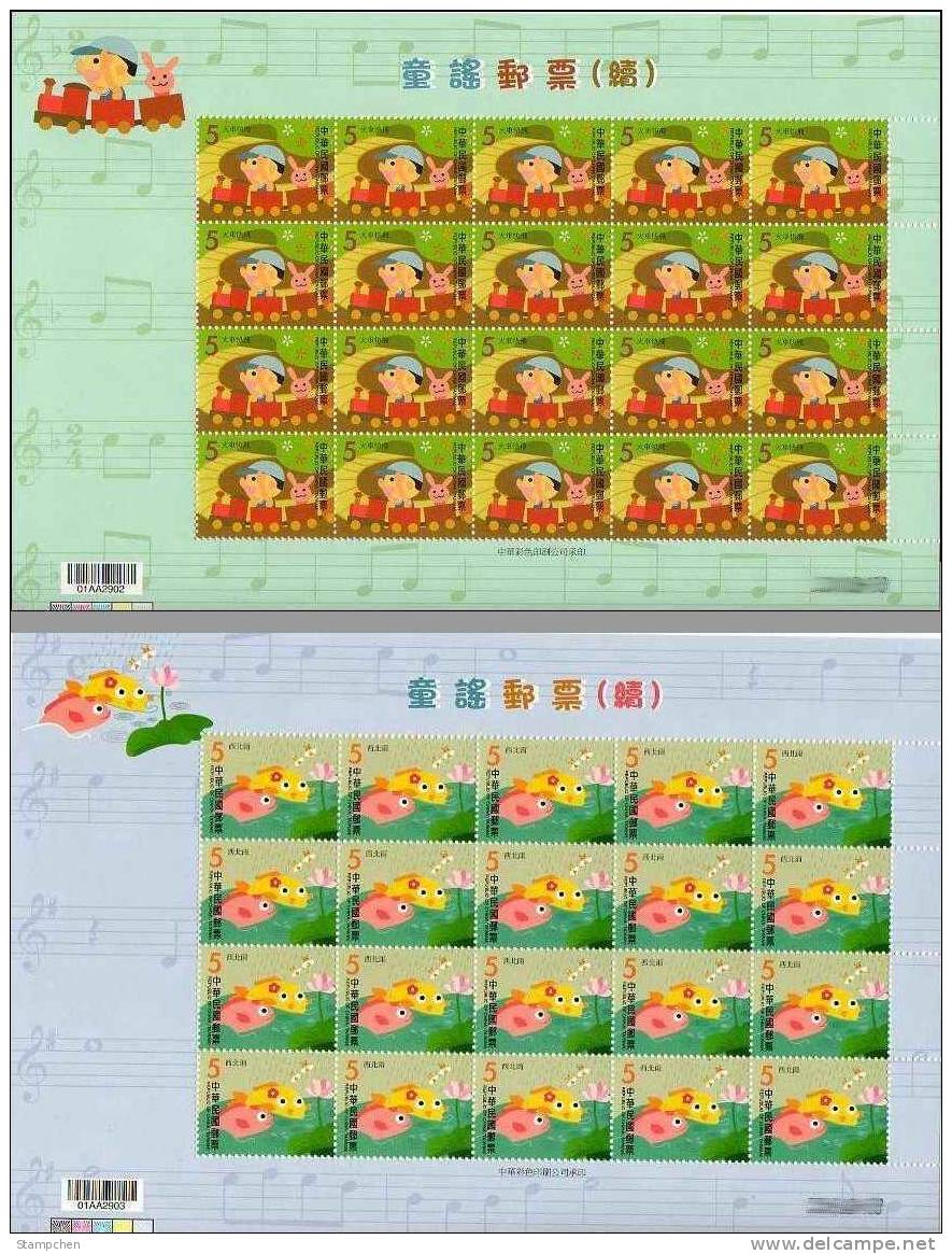 2009 Children Folk Rhymes Stamps Sheets Train Doll Bird Fish Lotus Firefly Rain Horse Soldier Castle Rabbit - Lapins