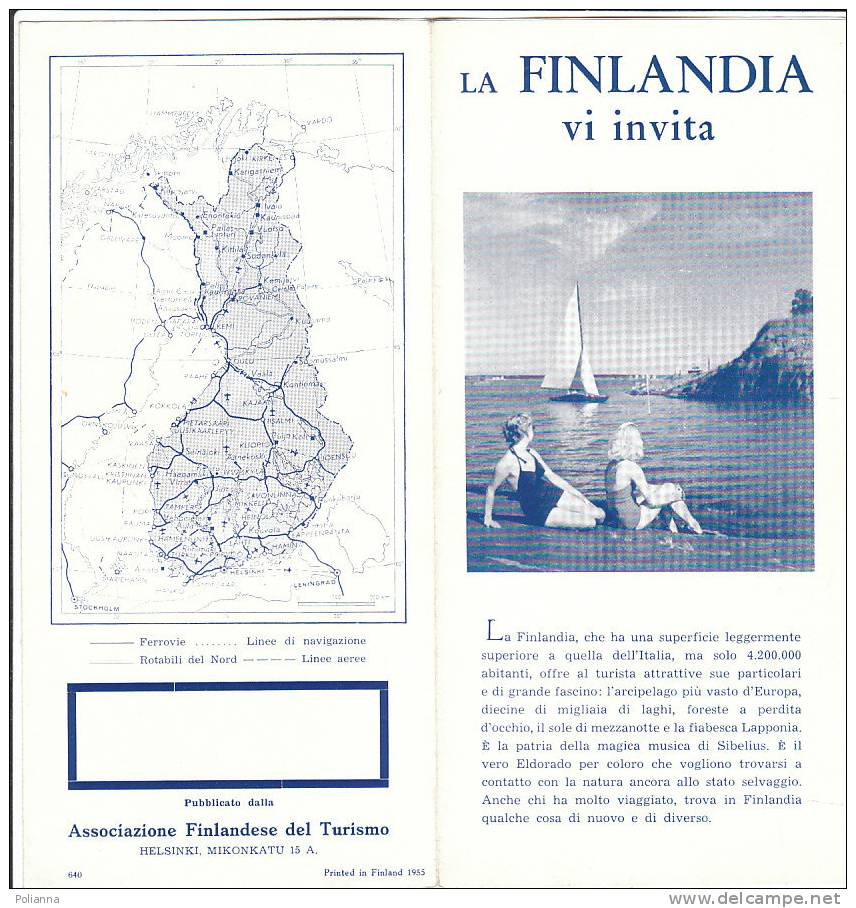 B0182 Brochure Turistica FINLANDIA 1955/Saimaa/Koli/lappone/Albergo Di Pallastunturi, Ragazza Con Renna - Tourisme, Voyages