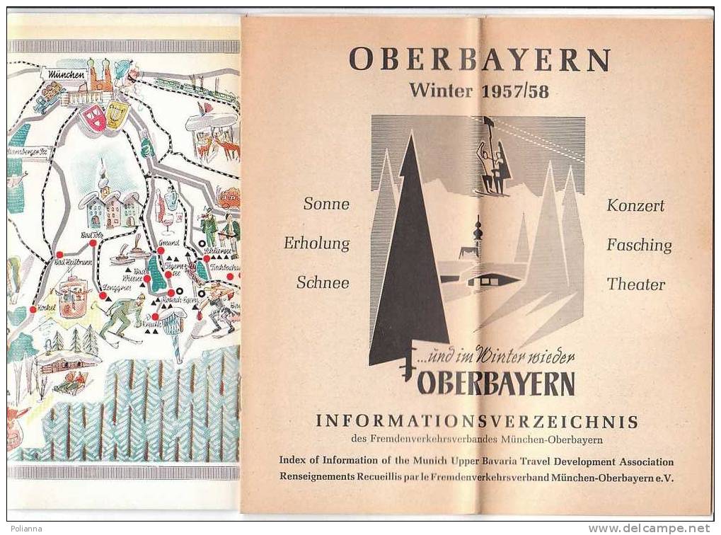 B0188 Brochure Turistica GERMANIA-ALTA BAVIERA-OBERBAYERN /Hotel/sport Invernali 1957/58/Ill. Reindl - Toerisme, Reizen