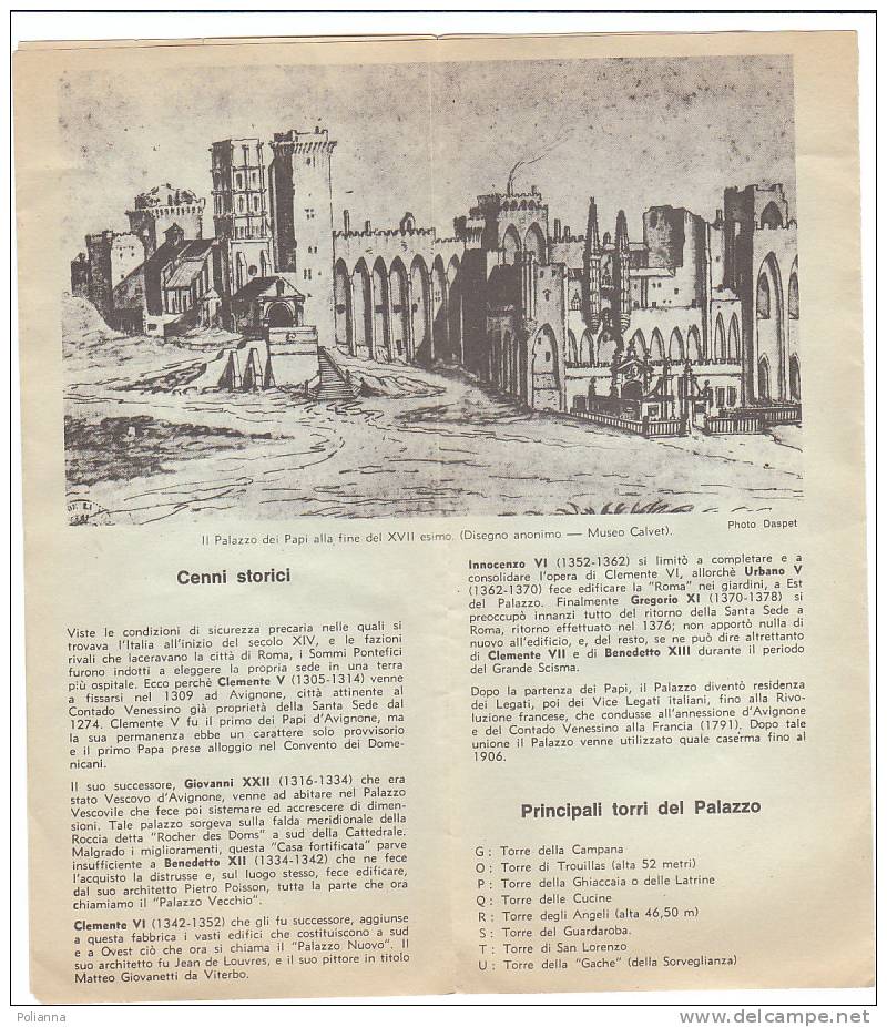 B0190 Brochure Turistica AVIGNON - PALAZZO Dei PAPI Anni '60 - Tourisme, Voyages