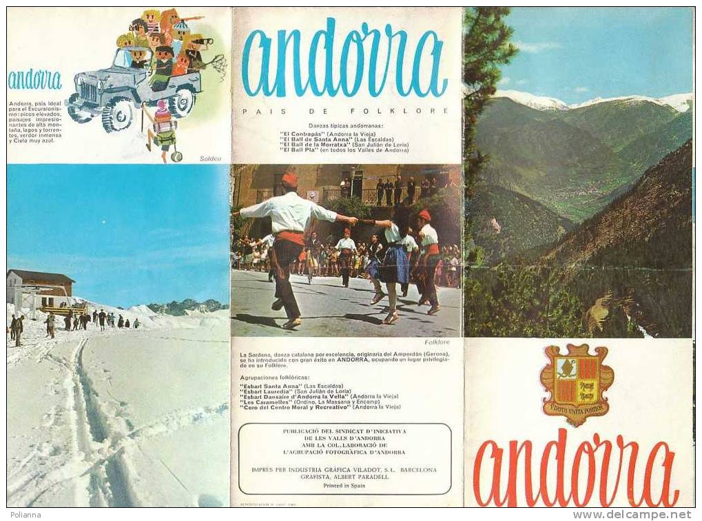 B0191 Brochure Turistica ANDORRA 1969/Rio Valira/Soldeu/Sant Joan De Caselles - Turismo, Viaggi