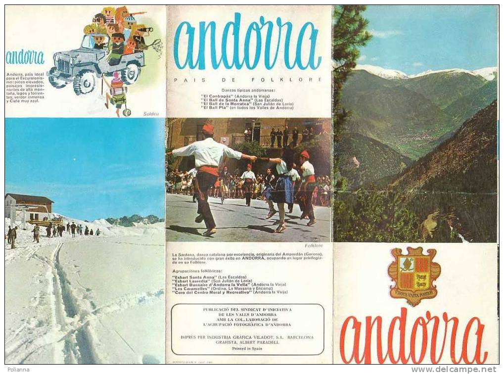 B0191 Brochure Turistica ANDORRA 1969/Rio Valira/Soldeu/Sant Joan De Caselles - Tourisme, Voyages