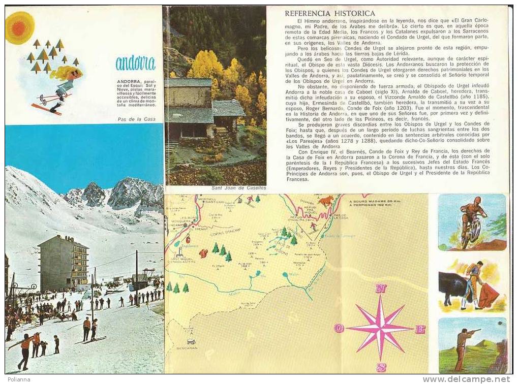 B0191 Brochure Turistica ANDORRA 1969/Rio Valira/Soldeu/Sant Joan De Caselles - Turismo, Viajes