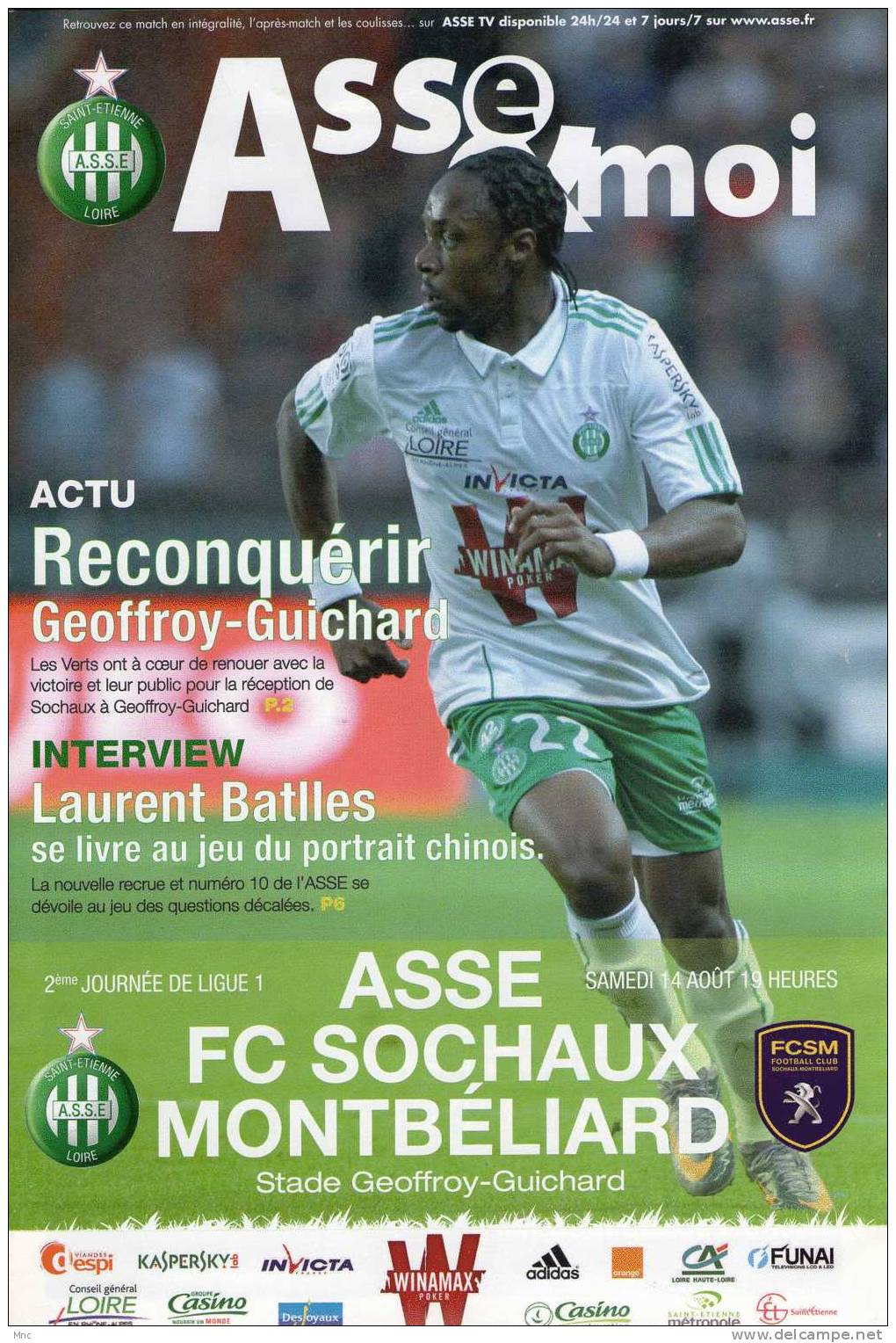 Programme AS Saint Etienne/Sochaux 2010/2011 - Bekleidung, Souvenirs Und Sonstige