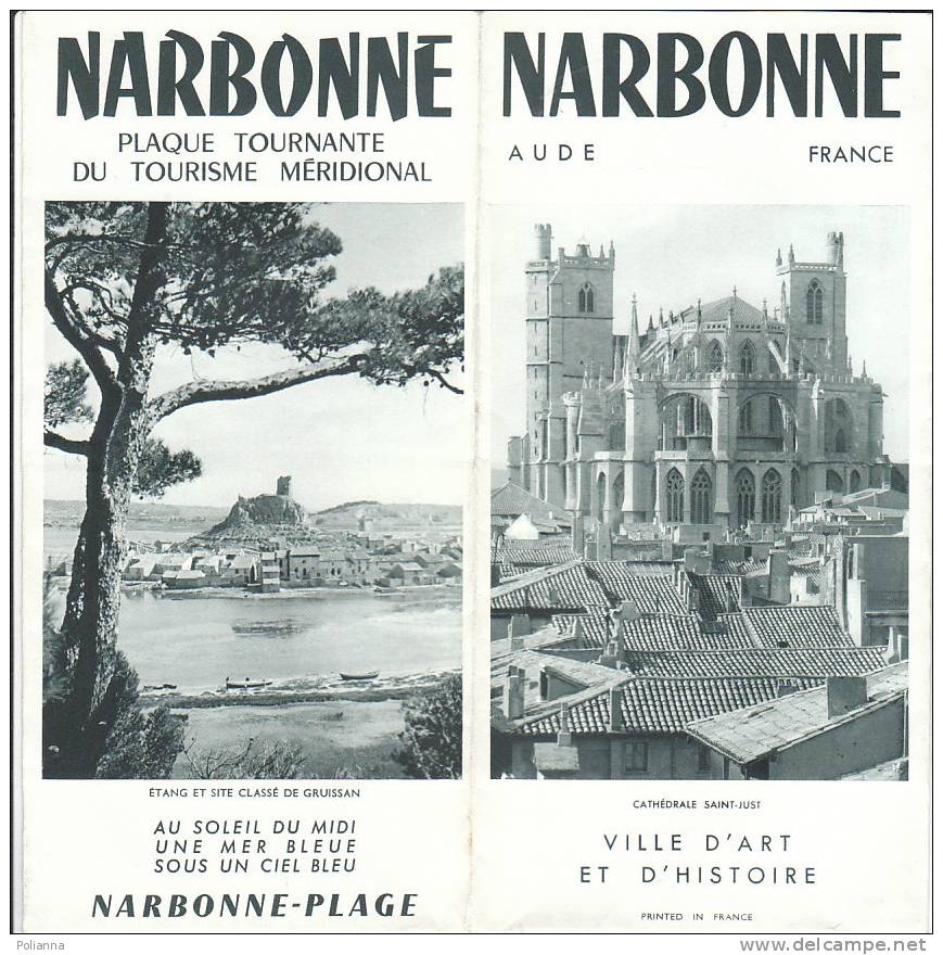 B0196 Brochure Turistica FRANCIA - NARBONNE Anni ´50/Cattedrale Saint-Just/Chiesa Lamourguier/spiaggia - Tourismus, Reisen