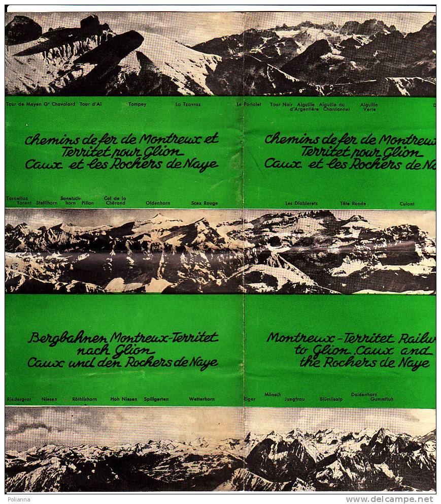 B0202 Brochure Turistica FERROVIE DI MONTREUX-TERRITET-GLION-ROCHERS De NAYE - FUNICOLARE Orario 1934 - Toerisme, Reizen