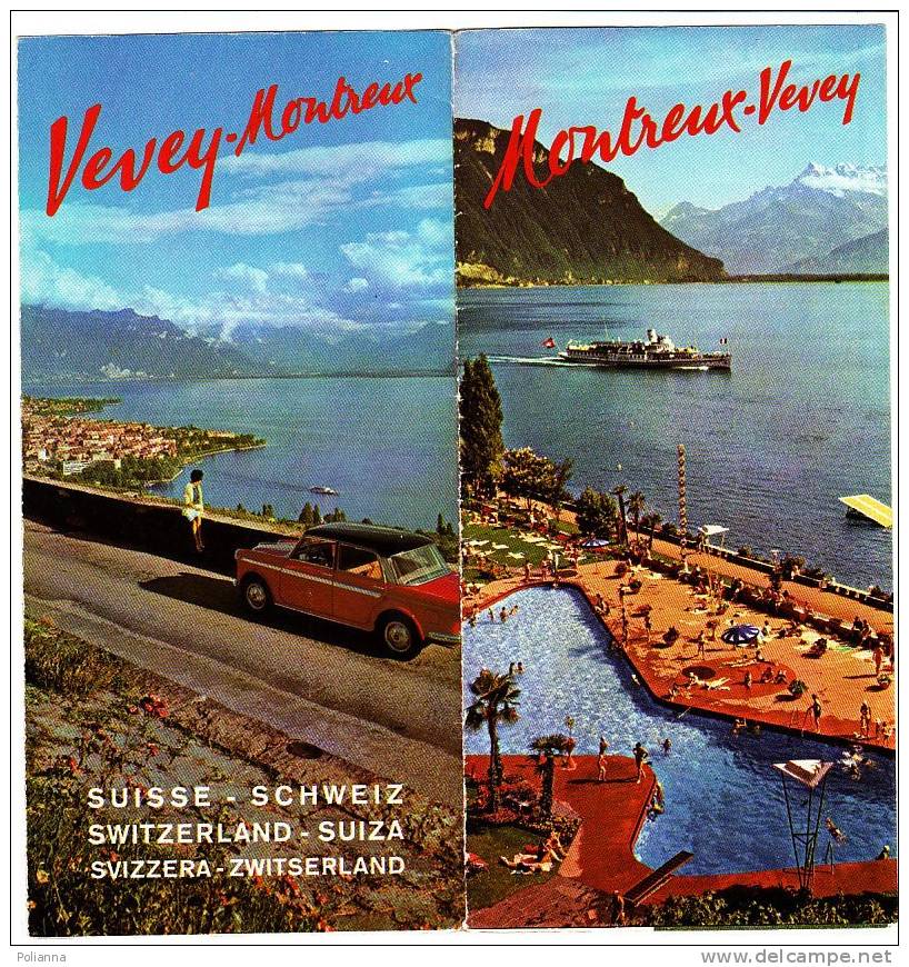 B0206 Brochure Turistica VEVEY-MONTREUX Anni '60/Corseaux, Treno/Castello Di Glerolles/Montreux Golf-Club, Casino - Toerisme, Reizen